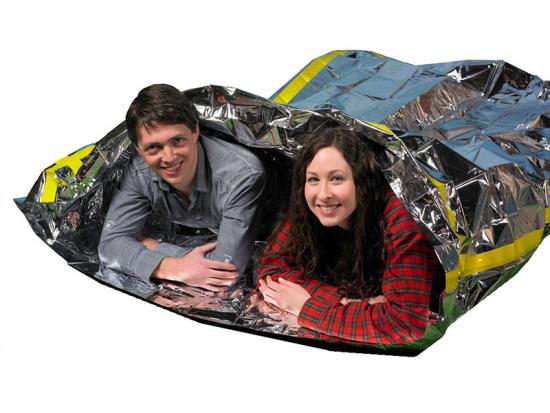 Foldable emergency mylar sleeping bag