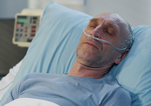 Patient using nasal cannula